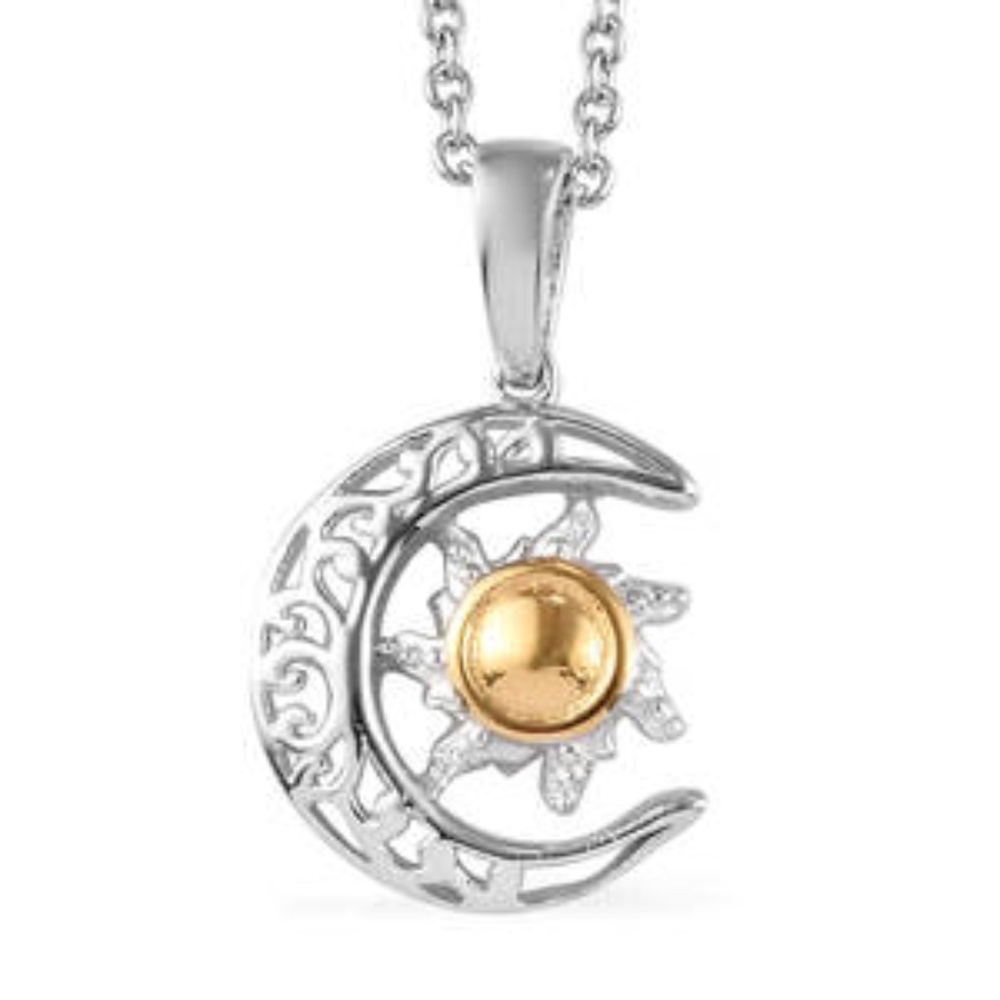 Sterling Silver Moon Pendant Necklace 20 in. chain